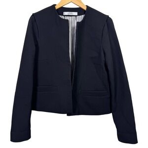 MANGO Suit Collection Womens Blazer Medium Jacket Open Front Black Career Fitted